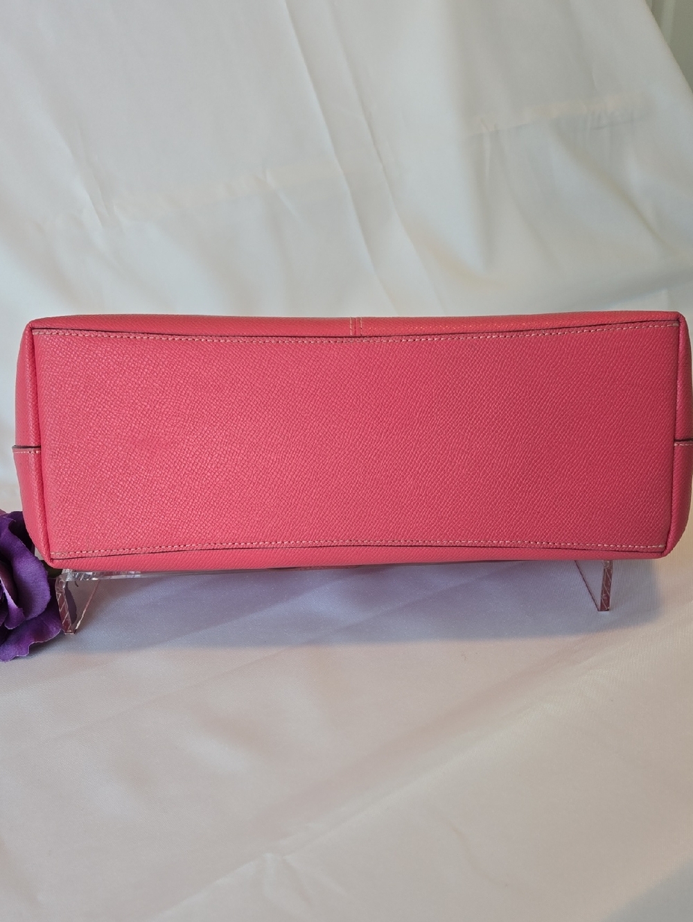 Coach Crossgrain Leather Zip‑Top Tote Bag (Style 4454) in Pink Ruby. - Picture 5 of 13